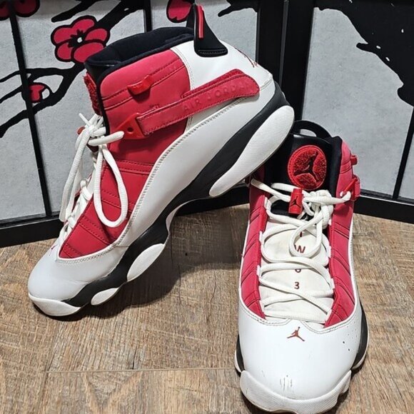 Jordan 6 Rings Red and White Basketball Shoes Size 13 - Picture 2 of 12